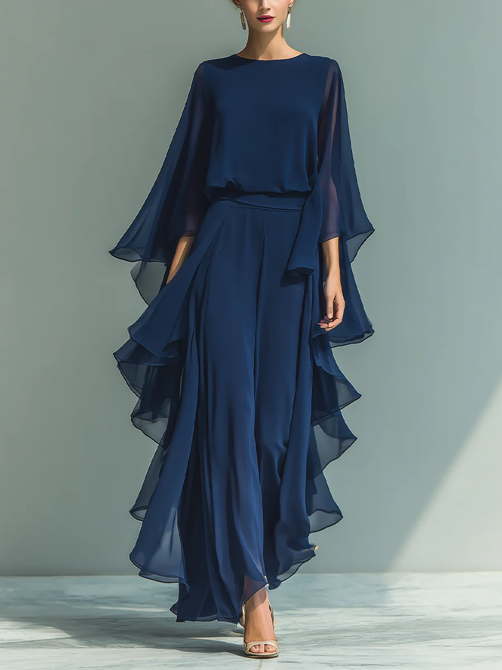 Aurora elegant chiffon set with ruffles