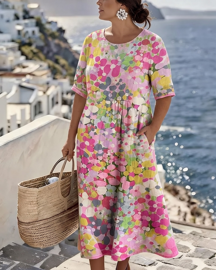 Elegant Floral Summer Midi Dress - detail