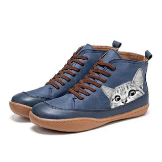 ELLEN | CAT-PRINT LACE-UP BOOTS