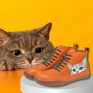 ELLEN | CAT-PRINT LACE-UP BOOTS
