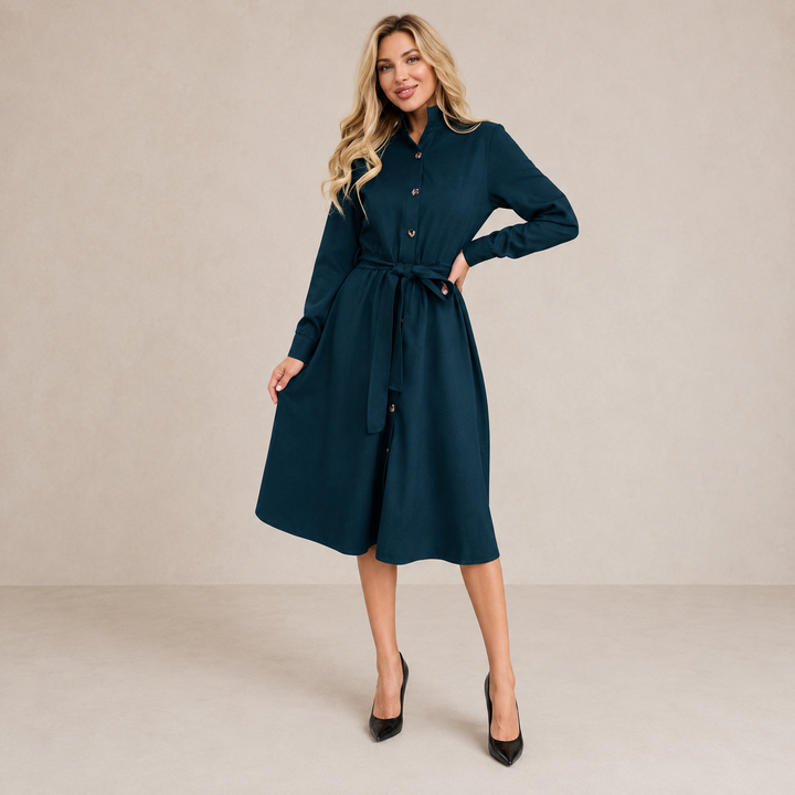 AURORA | BUTTON MIDI DRESS FOR WOMEN