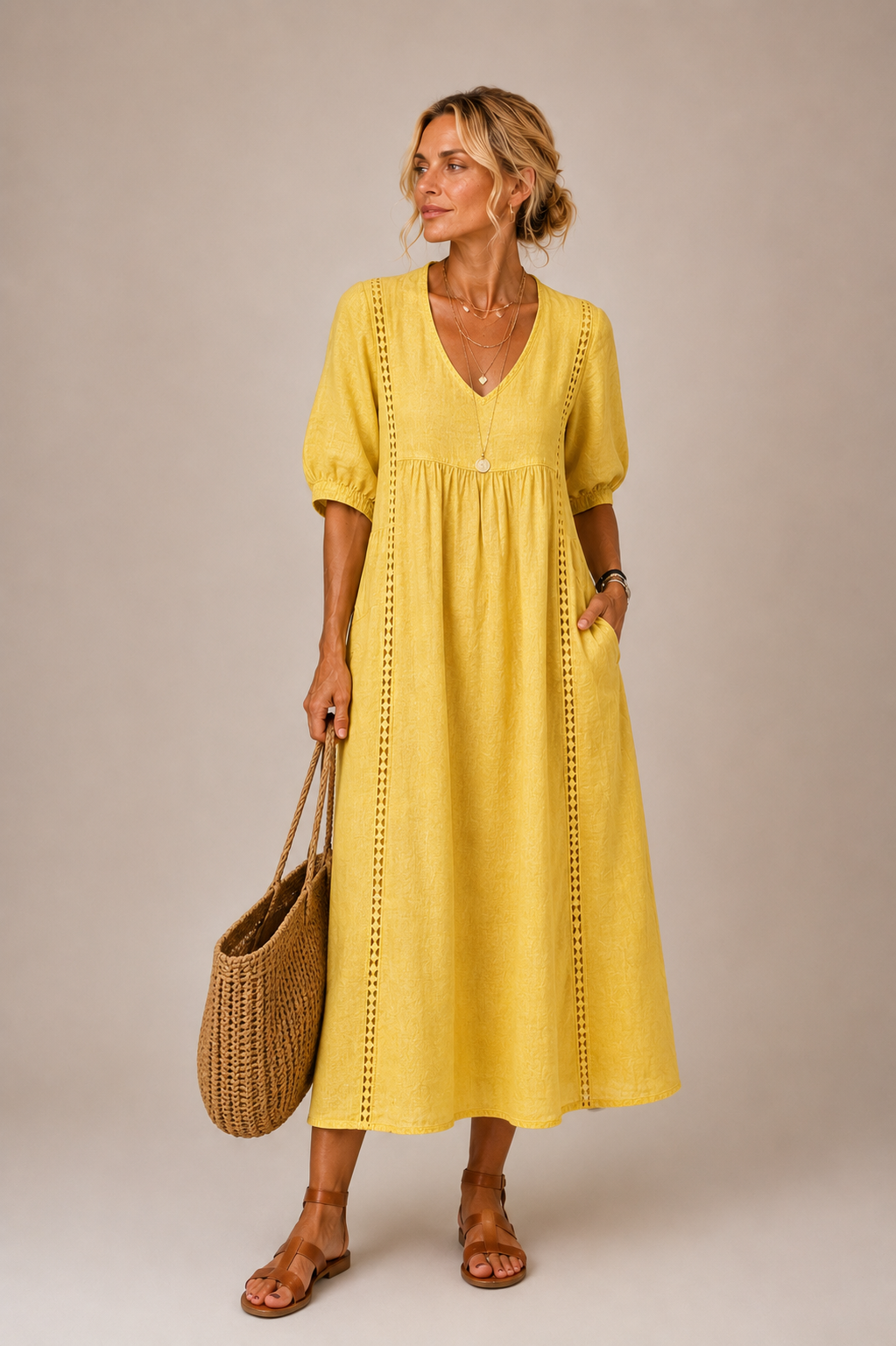 Sefi summer midi dress in Yellow