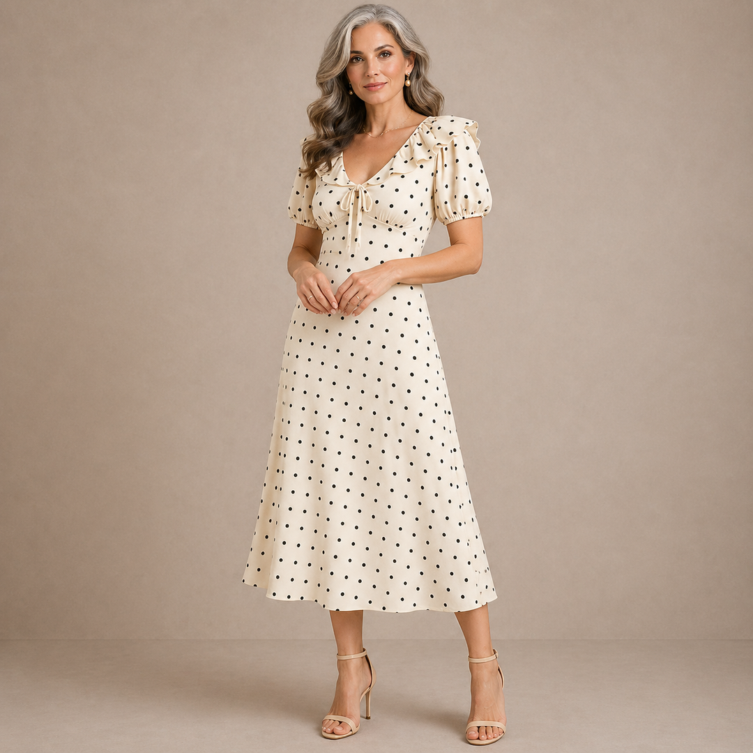 MIRELLA | DOTTED MIDI DRESS FOR WOMEN