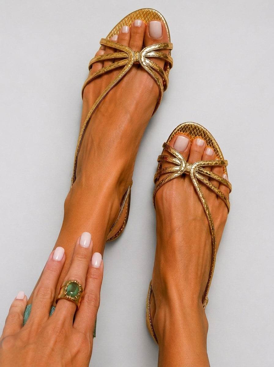Golden | Shimmer Flat Sandals