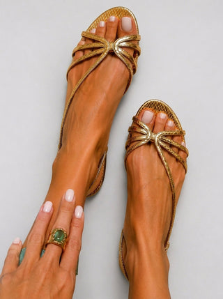 Golden | Shimmer Flat Sandals
