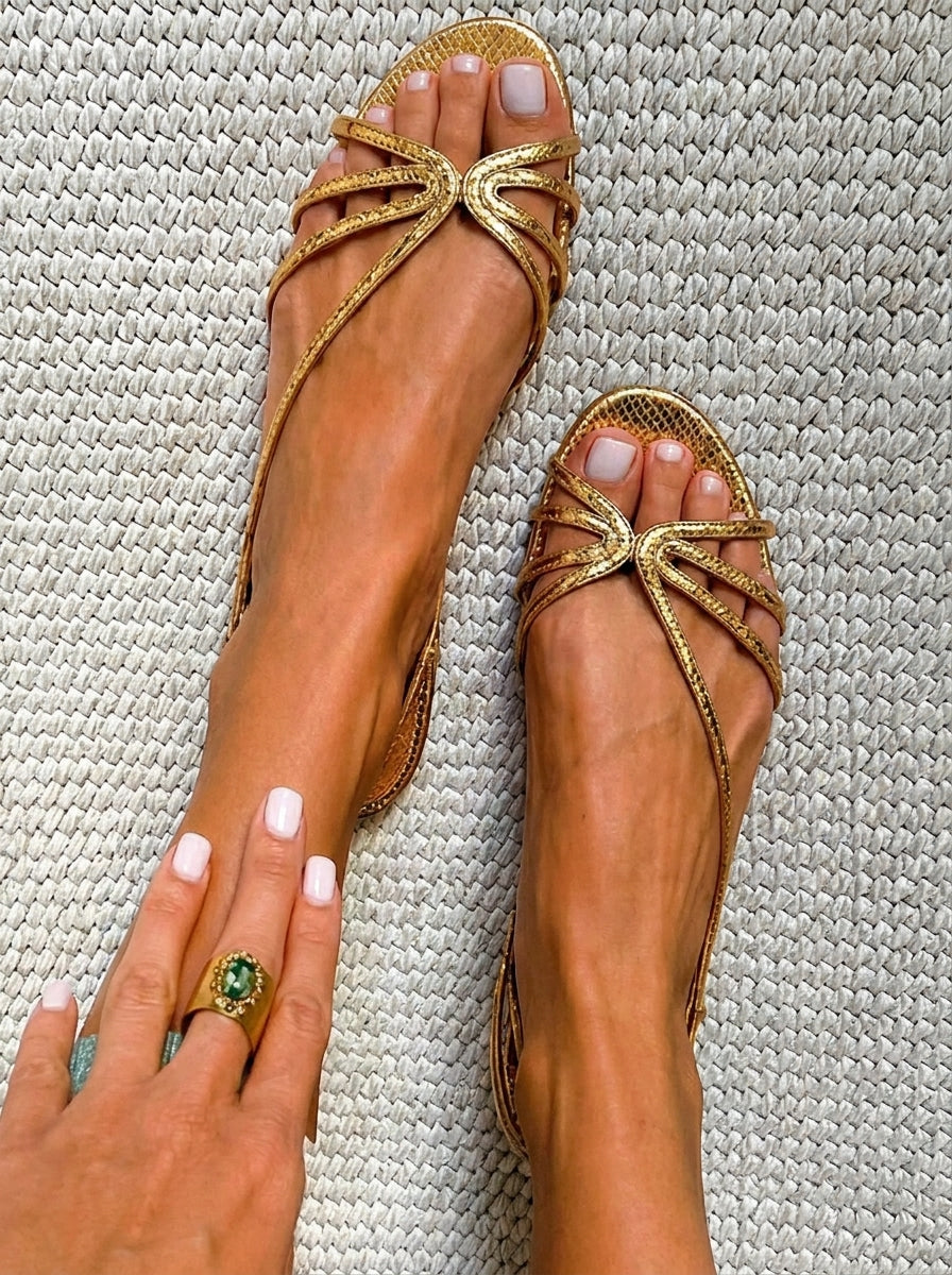 Golden | Shimmer Flat Sandals