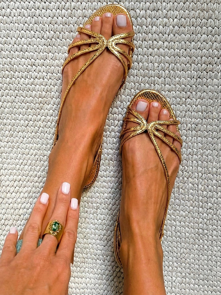 Golden | Shimmer Flat Sandals