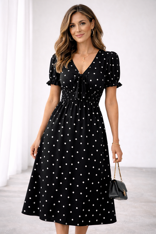 MIRELLA | DOTTED MIDI DRESS FOR WOMEN