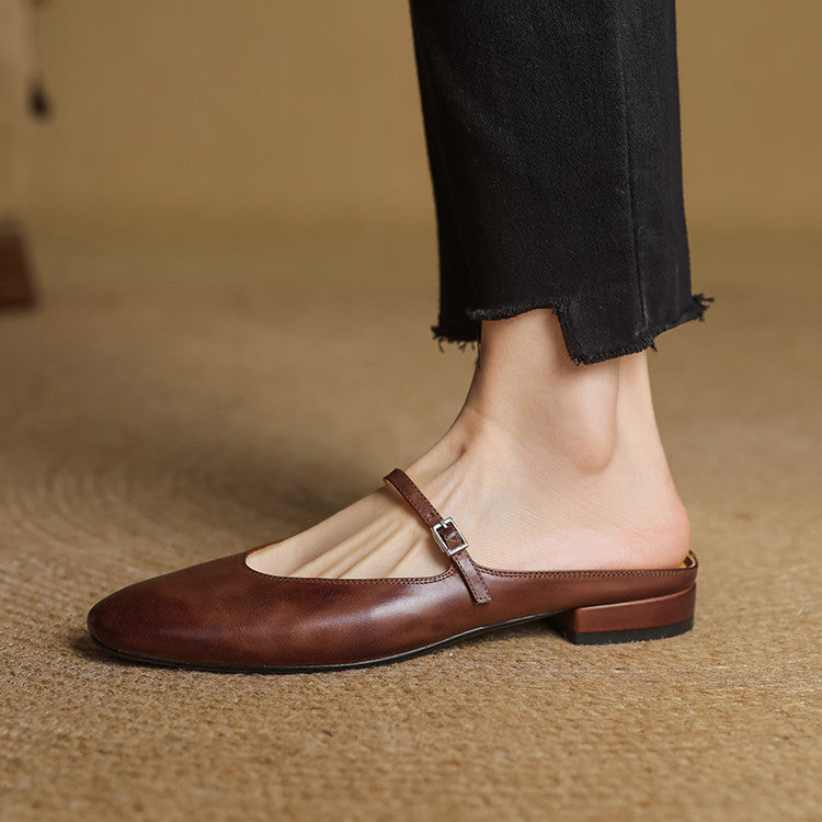 Merisa Leather-Look Mules