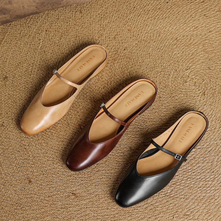 Merisa Leather-Look Mules
