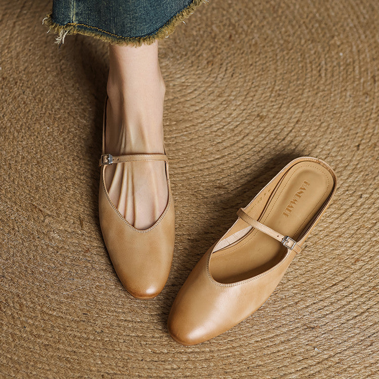 Merisa Leather-Look Mules