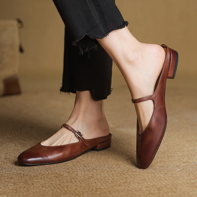 Merisa Leather-Look Mules