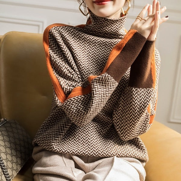 LINDEMANN ATELIER | MALOU – ROLL NECK JUMPER WITH CONTRAST STRIPES