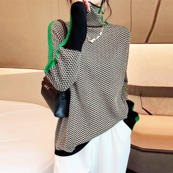LINDEMANN ATELIER | MALOU – ROLL NECK JUMPER WITH CONTRAST STRIPES