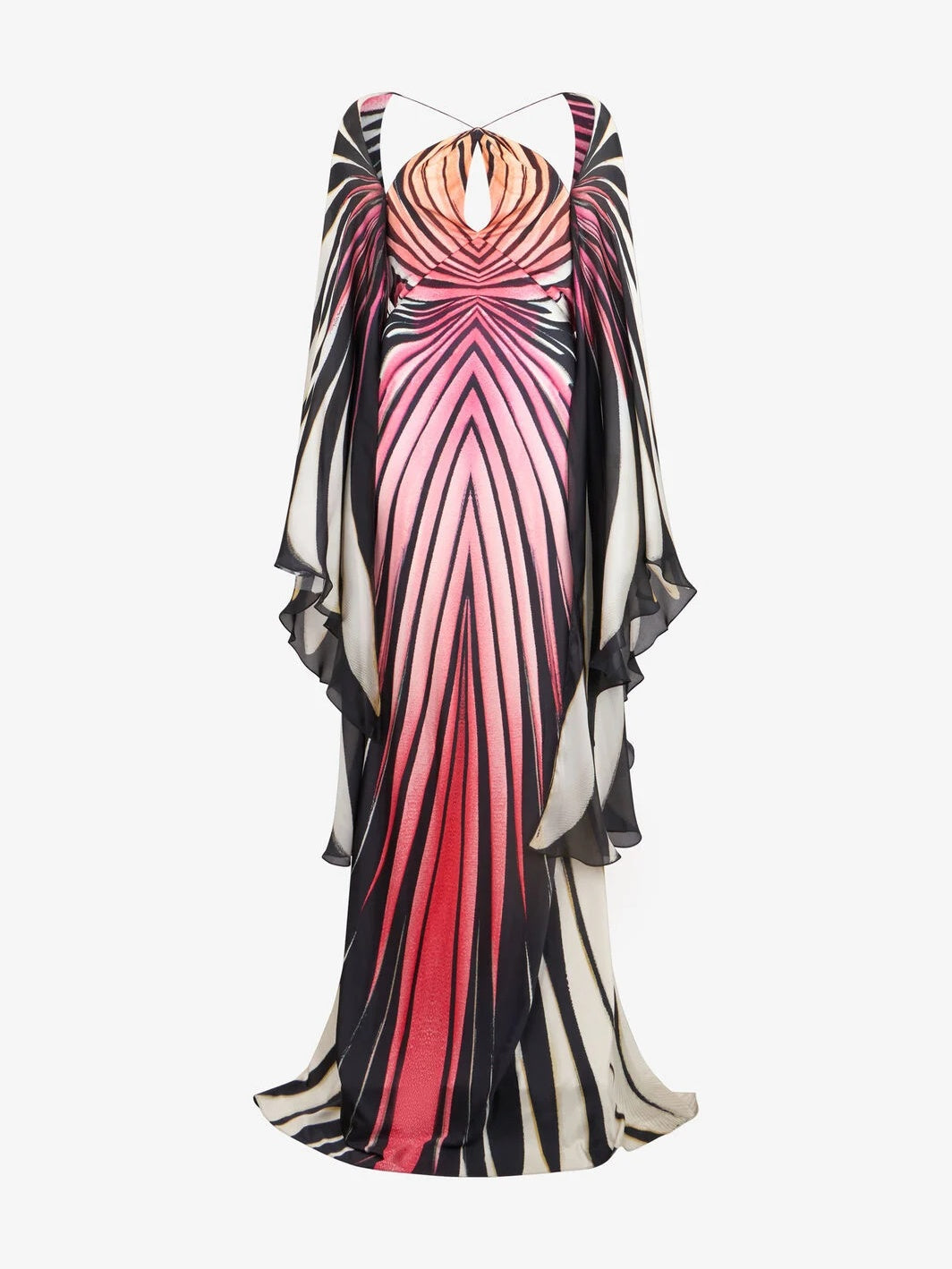 Abstract Cape Maxi Dress