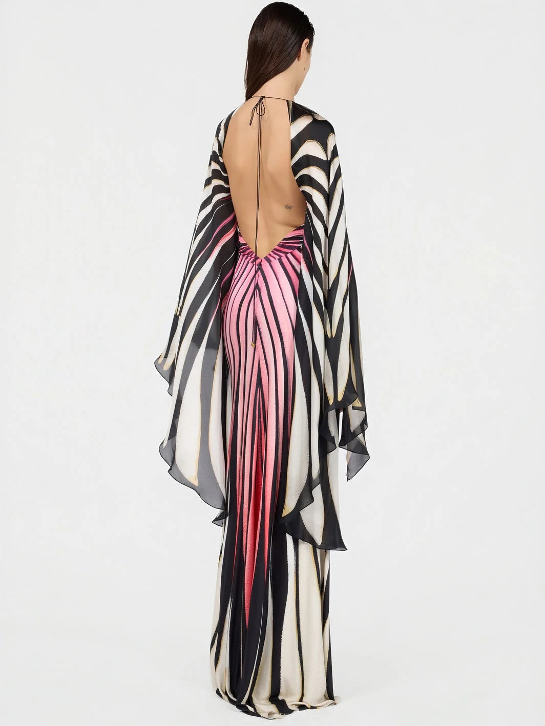 Abstract Cape Maxi Dress