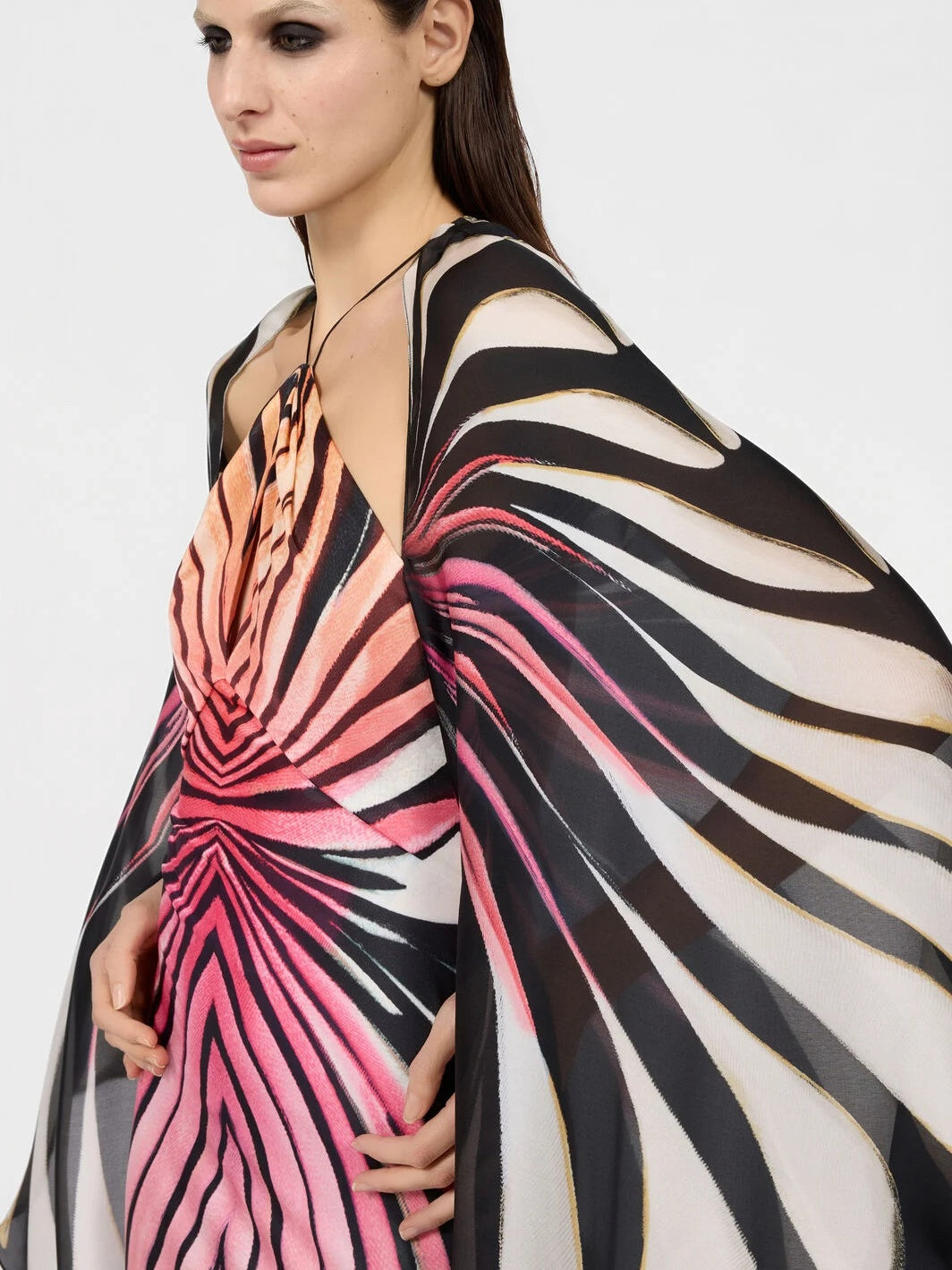 Abstract Cape Maxi Dress