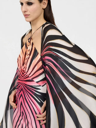 Abstract Cape Maxi Dress