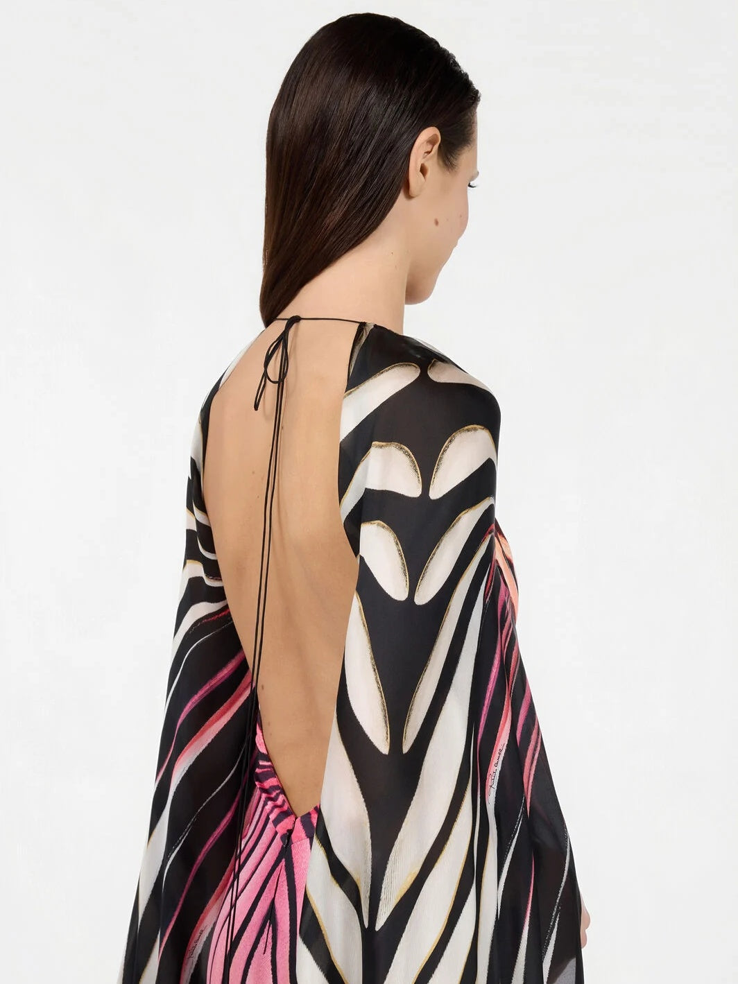 Abstract Cape Maxi Dress