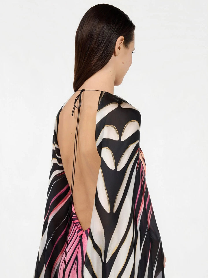 Abstract Cape Maxi Dress