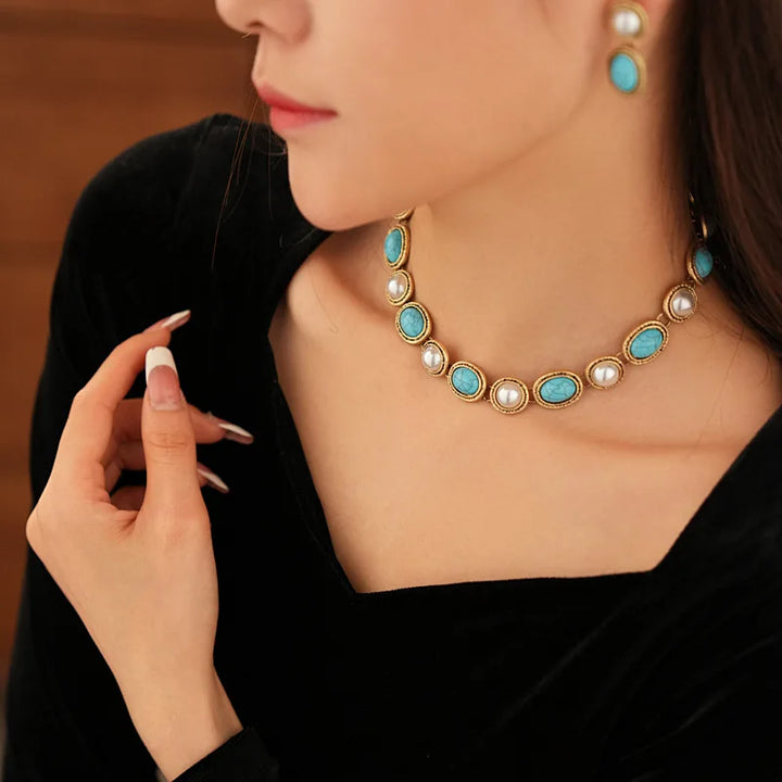 Marguerite | Turquoise Pearl Set