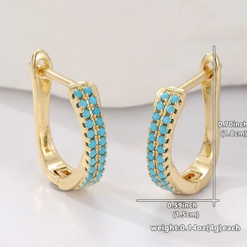 Blanche | Pave Turquoise Huggies