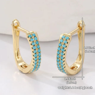 Blanche | Pave Turquoise Huggies