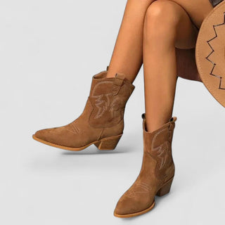 DARCY | EMBROIDERED WESTERN ANKLE BOOTS