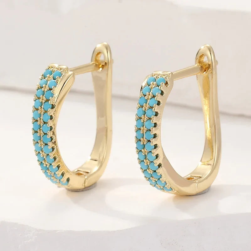 Blanche | Pave Turquoise Huggies