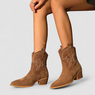 DARCY | EMBROIDERED WESTERN ANKLE BOOTS