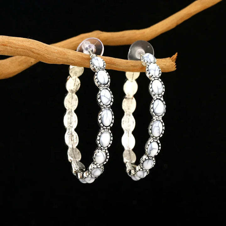 Verity | Oval Silver Hoops