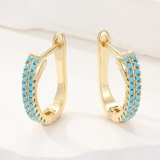 Blanche | Pave Turquoise Huggies