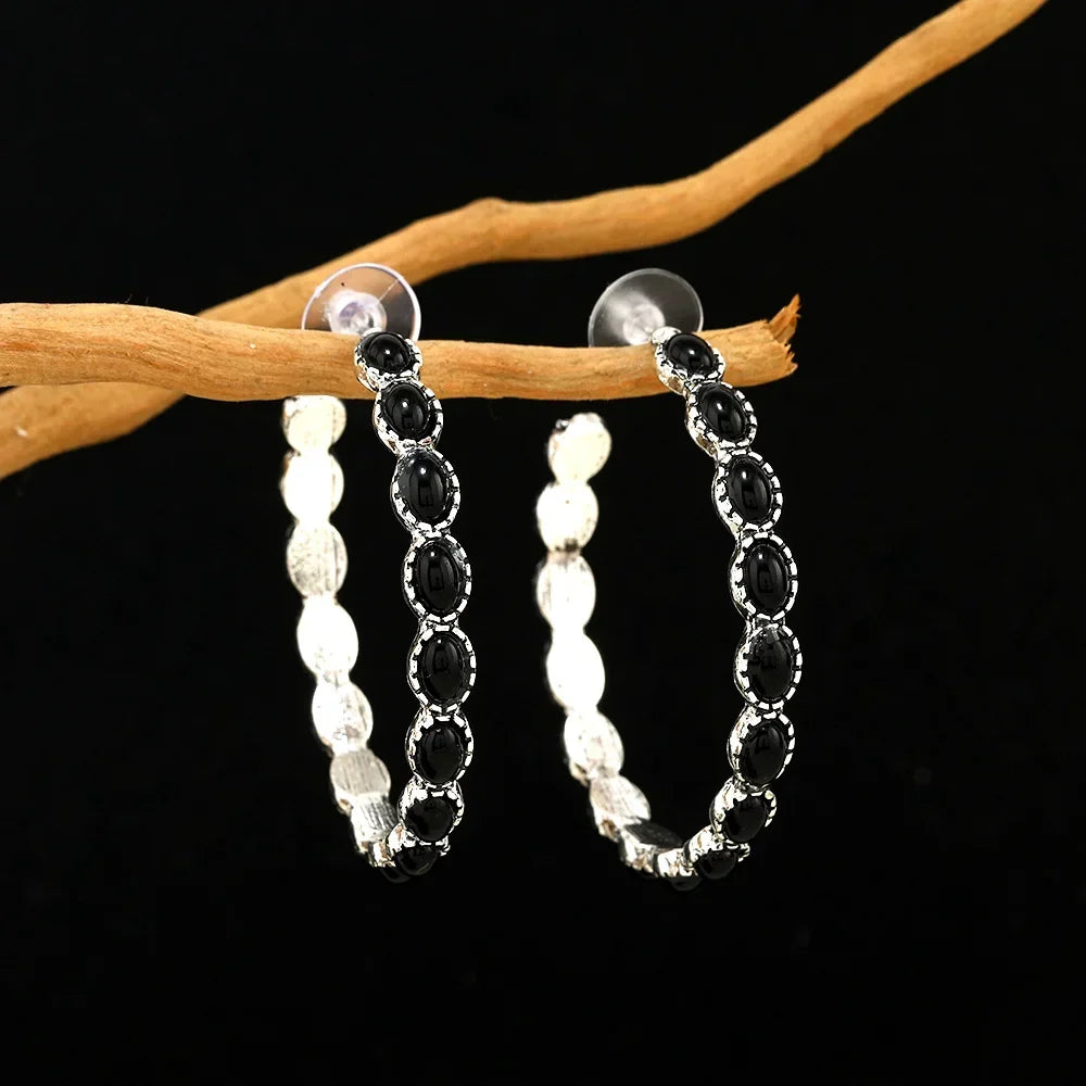 Verity | Oval Silver Hoops