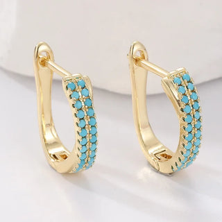 Blanche | Pave Turquoise Huggies