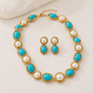 Marguerite | Turquoise Pearl Set