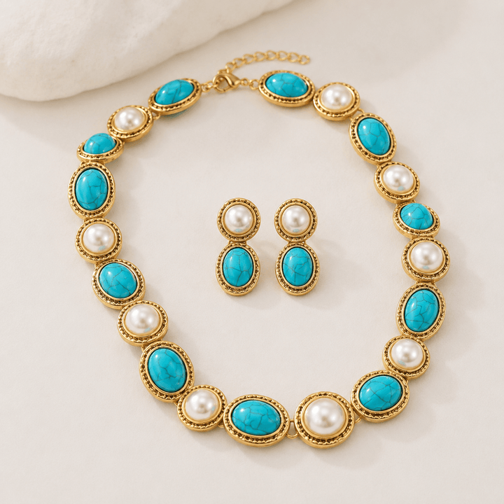 Marguerite | Turquoise Pearl Set