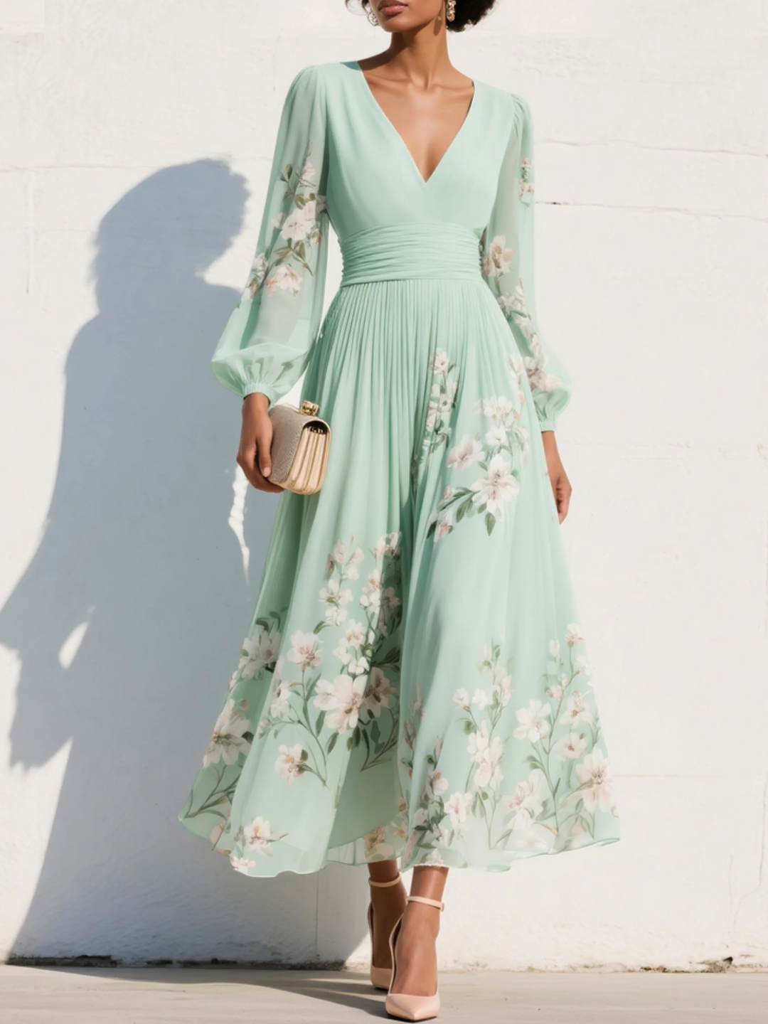 NIRENA | FLORAL MIDI DRESS FOR WOMEN