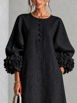 VAN | FLORAL BUTTON-DOWN MIDI DRESS