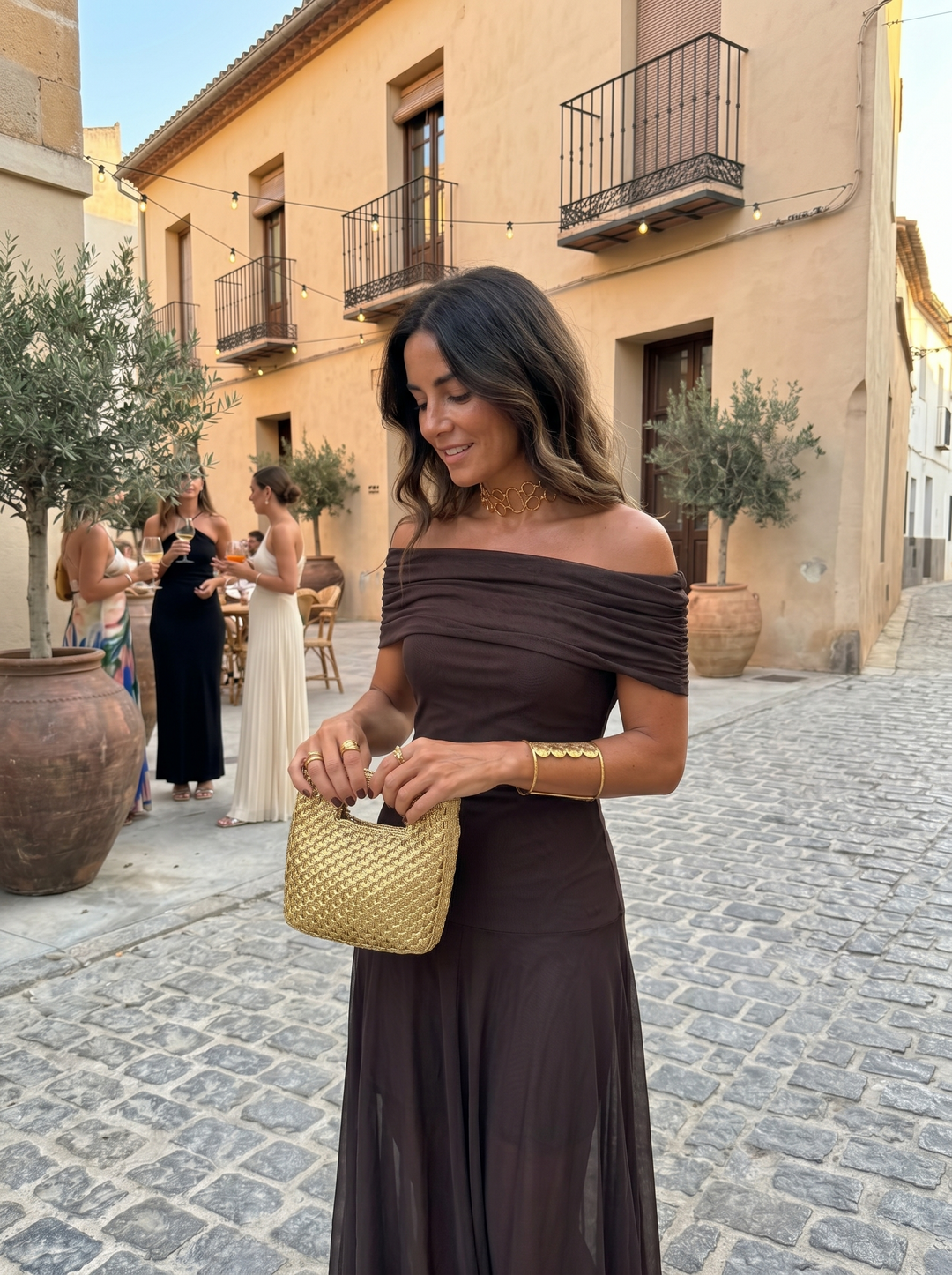 Off-Shoulder Draped Maxi Dress - back
