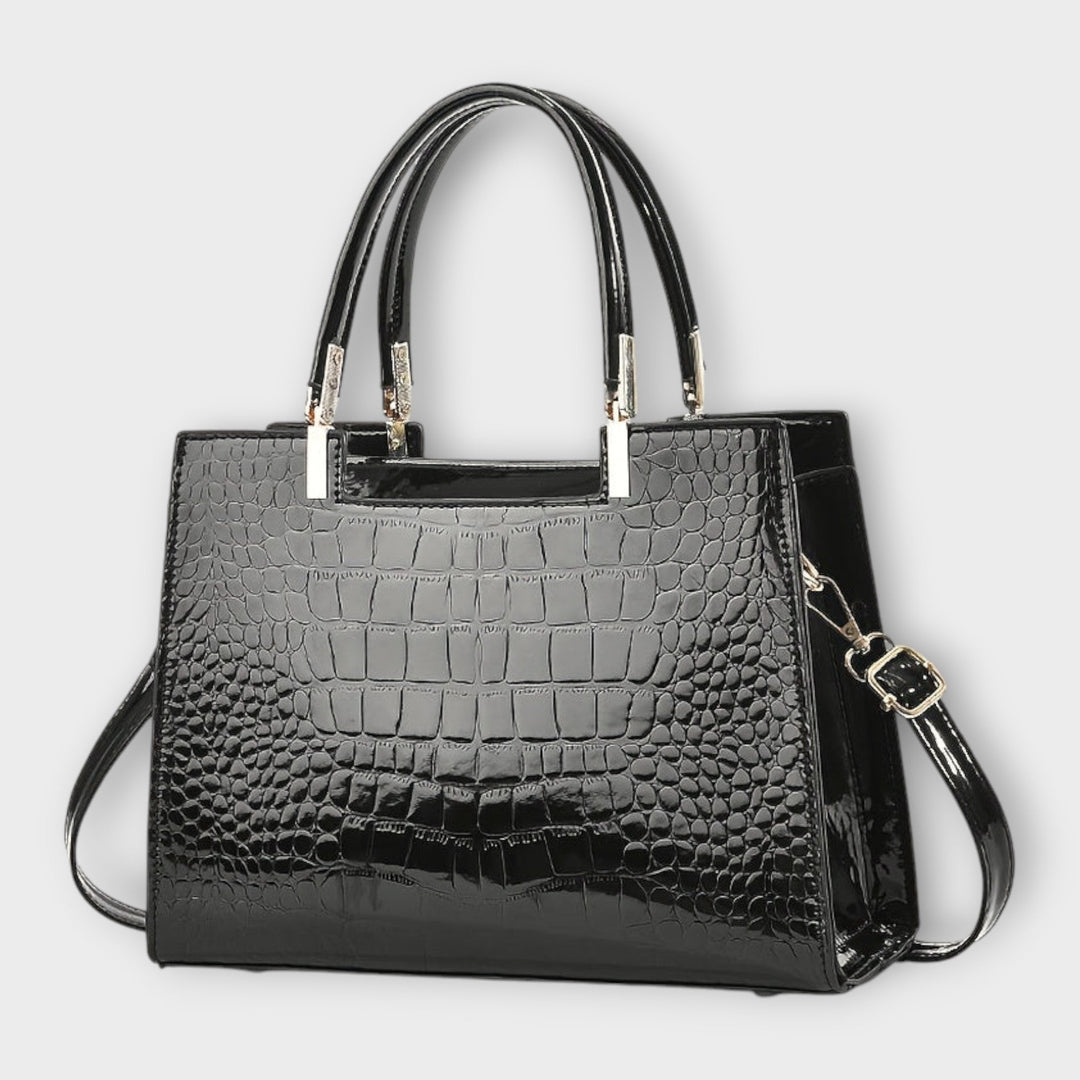 ODESSA | GLOSSY CROCODILE PRINT HANDBAG