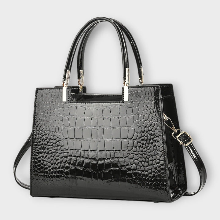 ODESSA | GLOSSY CROCODILE PRINT HANDBAG