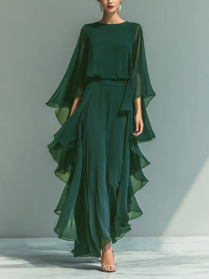Aurora elegant chiffon set with ruffles