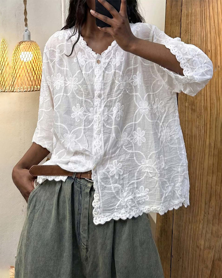 Lace Blouse Three-Quarter Sleeve