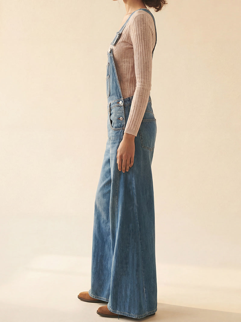 Billie Wide-Leg Denim Overalls
