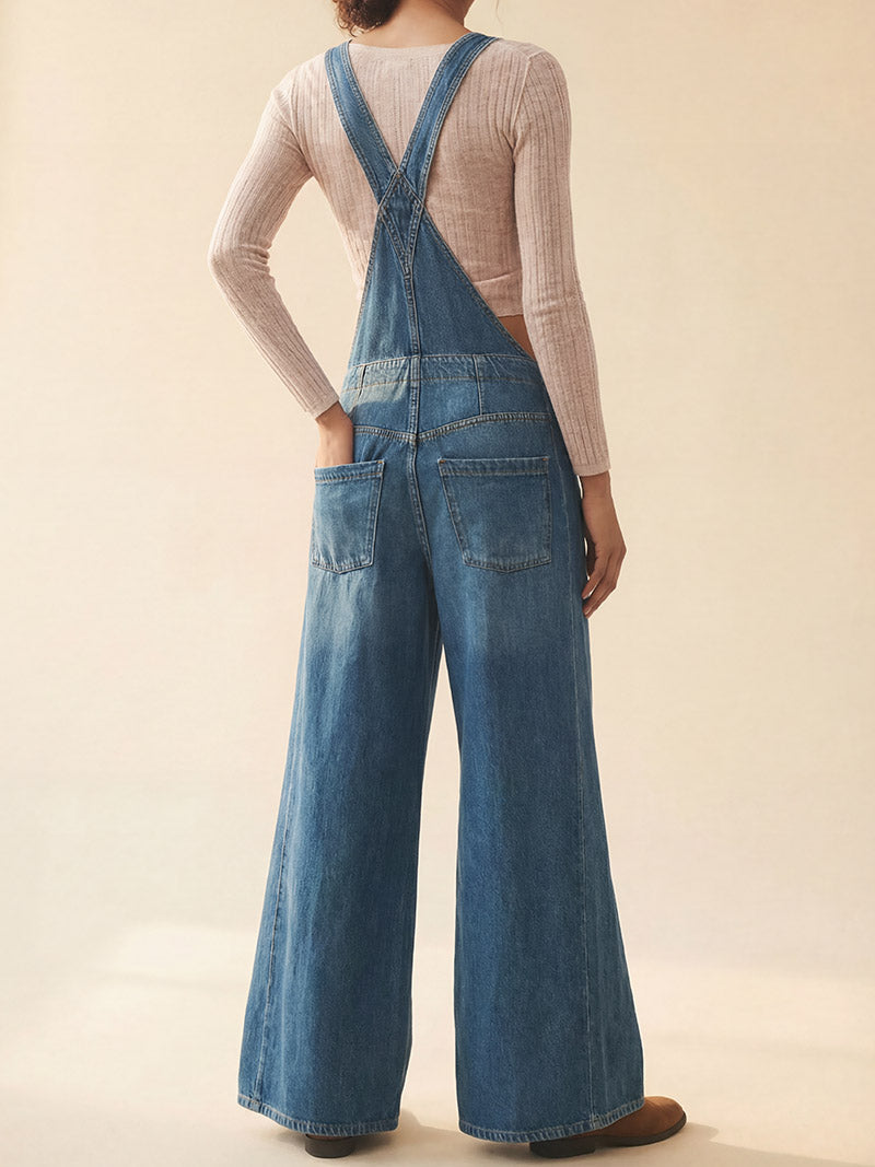 Billie Wide-Leg Denim Overalls