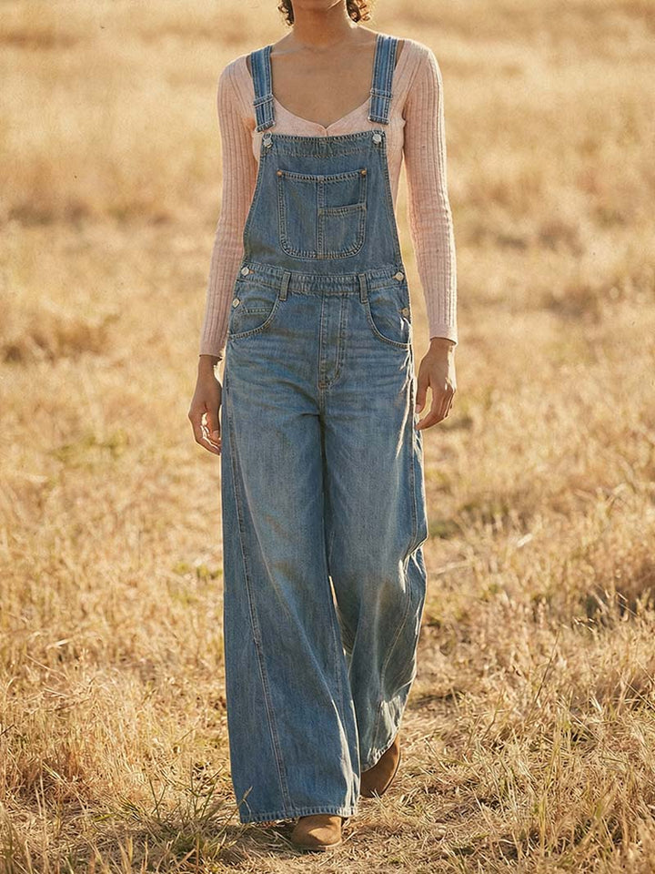 Billie Wide-Leg Denim Overalls