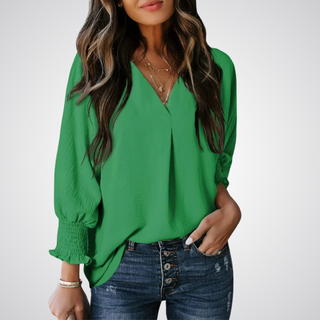LEAH | CLASSIC V-NECK TUNIC BLOUSE