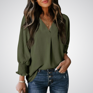 LEAH | CLASSIC V-NECK TUNIC BLOUSE