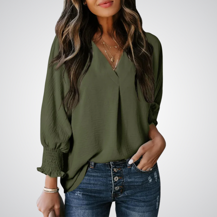 LEAH | CLASSIC V-NECK TUNIC BLOUSE
