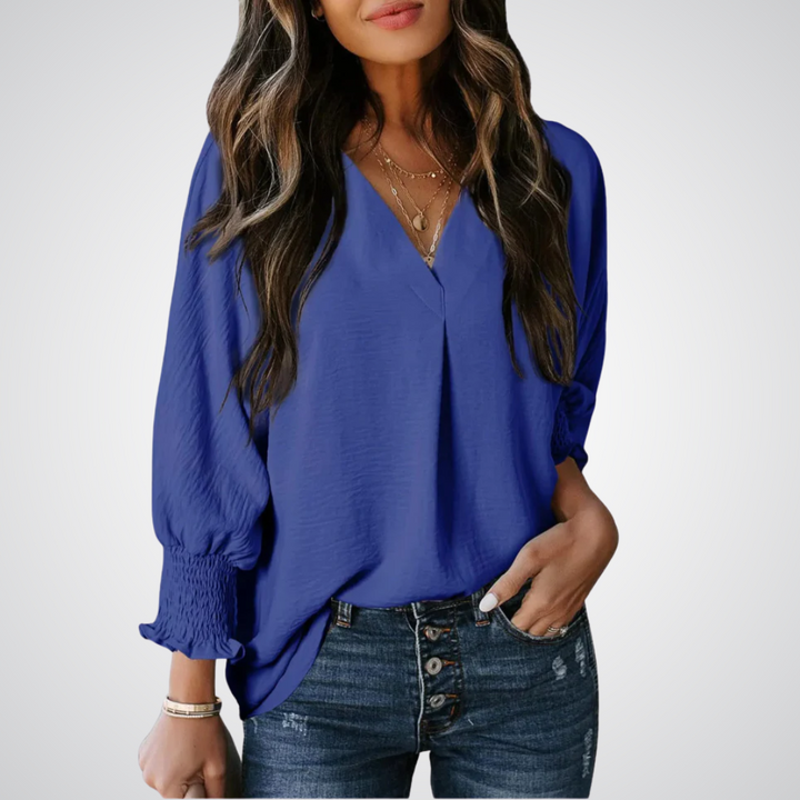 LEAH | CLASSIC V-NECK TUNIC BLOUSE